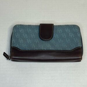 Dooney & Bourke Monogram Canvas and leather checkbook‎ wallet